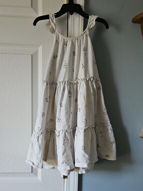 Free W Bundle Cream Floral Tiered Sundress for Girls - Casual Summer Dress